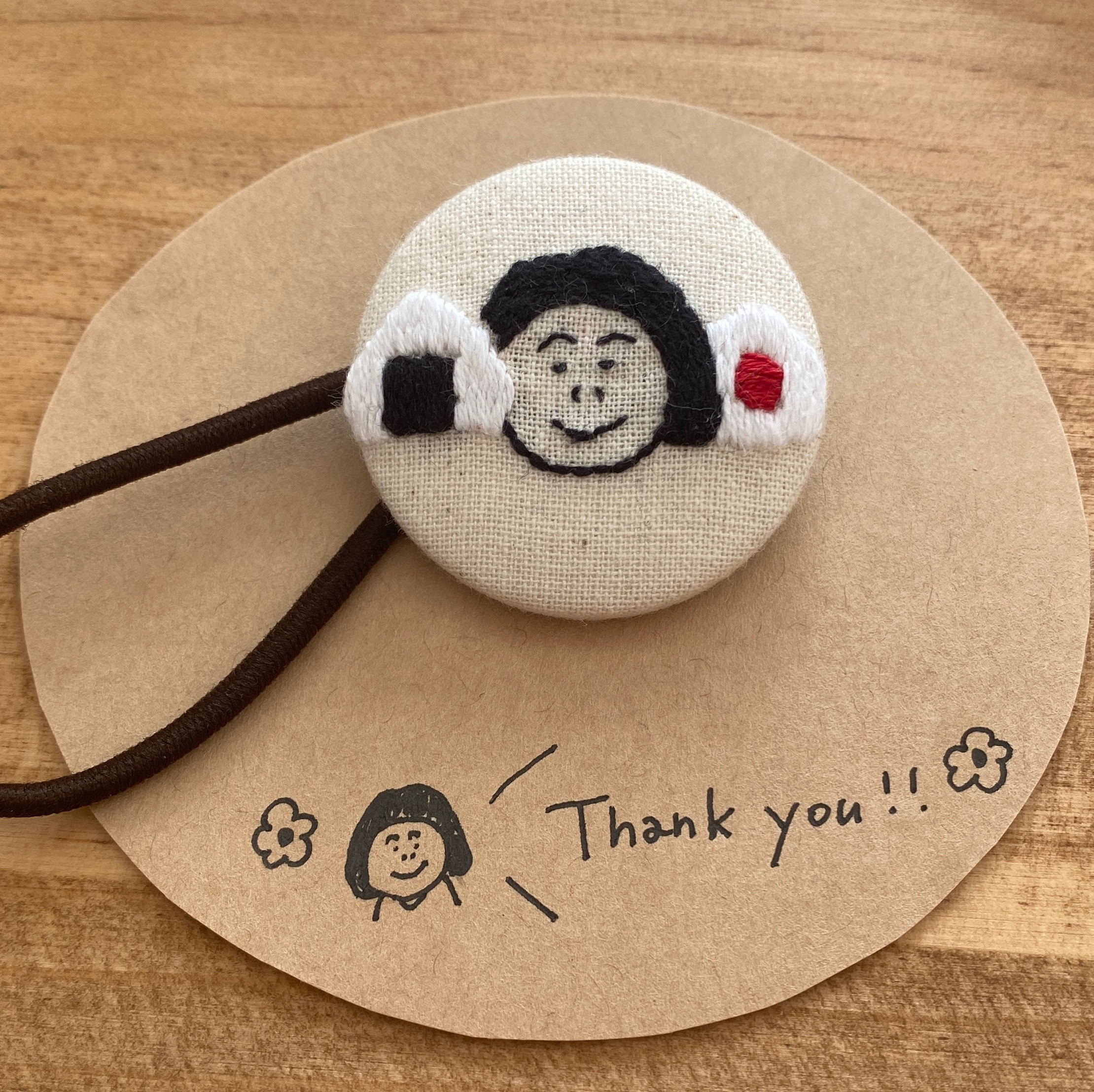 ヘアゴム かぎ編み ハンドメイド くるみボタン