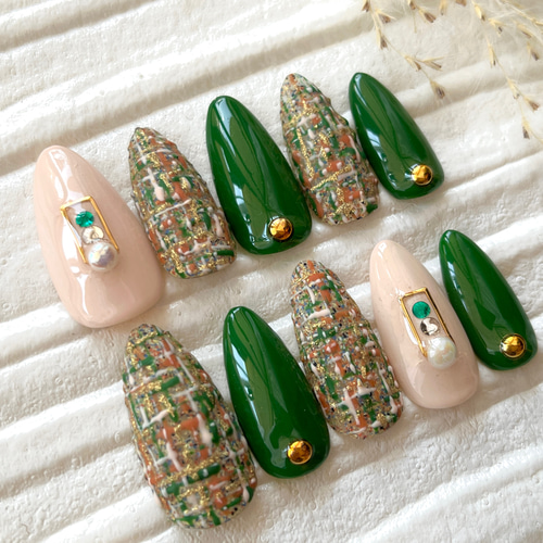 ネイルチップ ツイードネイルチップ #18 ネイルチップ（つけ爪） hana