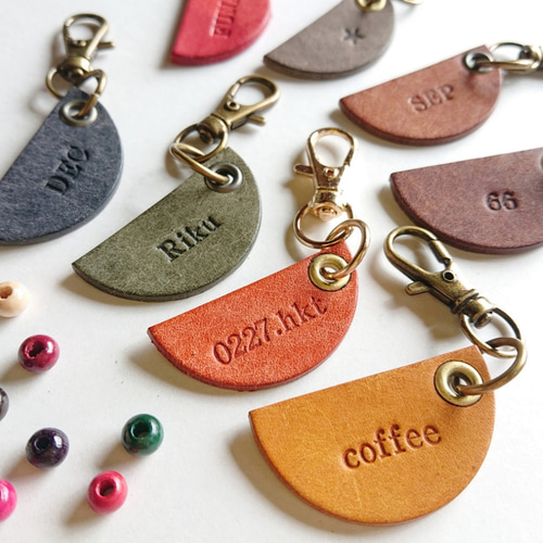 こっくりカラー◎お菓子みたいなミニキーホルダー＊イタリアレザーを