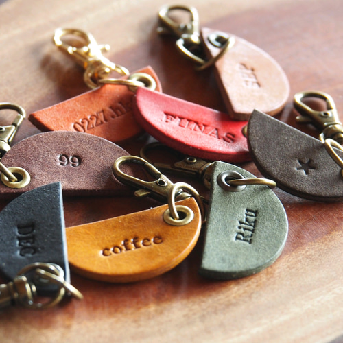 こっくりカラー◎お菓子みたいなミニキーホルダー＊イタリアレザーを