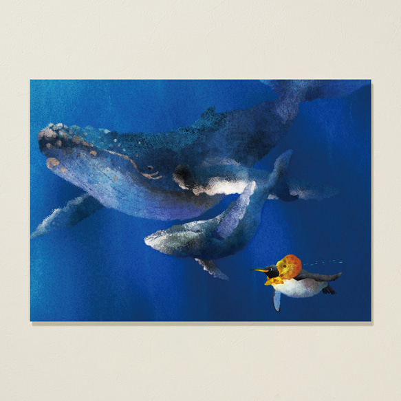 菜生アートフレーム「旅の親子クジラ」 2枚目の画像