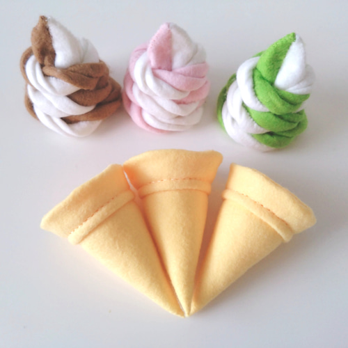 フェルトのソフトクリーム②ミックス マグネット入り♡フェルト