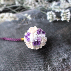 ❁つまみ細工芝桜A根付けストラップ❁帯飾り袴飾りキーアクセサリー
