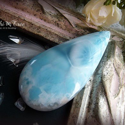 特大ラリマー しずくルース 天然石 21.8g｜ハンドメイド素材