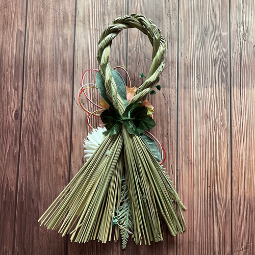 ハンドメイド　リースしめ縄お正月飾り 正月飾り リースしめ縄 お楽しみ○紅白椿しめ縄飾り○お正月飾り