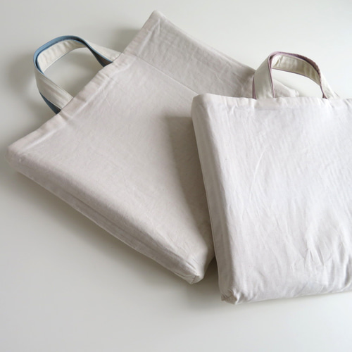 ヌビ布×くま刺繍のレッスンバッグ~持ち手2色からご選択 ヌビ布×くま刺繍のレッスンバッグ~持ち手2色からご選択