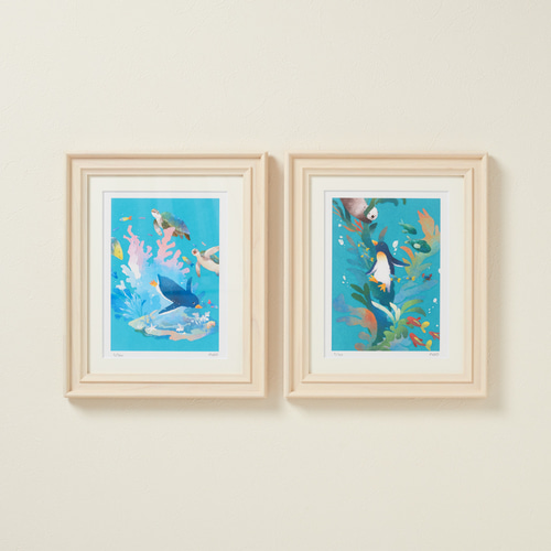 3点セット！！菜生(nao) 版画　猫　ねこの絵　ペンギン 楽天市場】nao ペンギンの通販