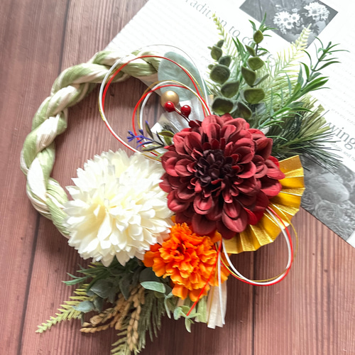 受注制作】しめ縄 アマリリス しあがる ❁.*・゜ お正月飾り しめ縄リース 