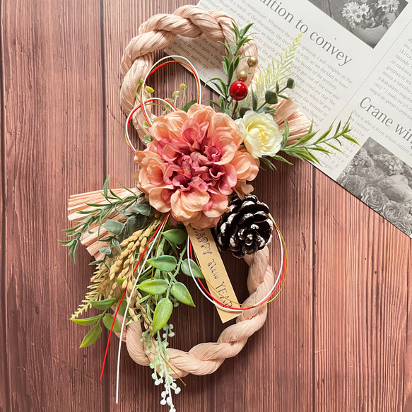 No.42 しめ縄飾りお正月飾り玄関リースフラワーリース