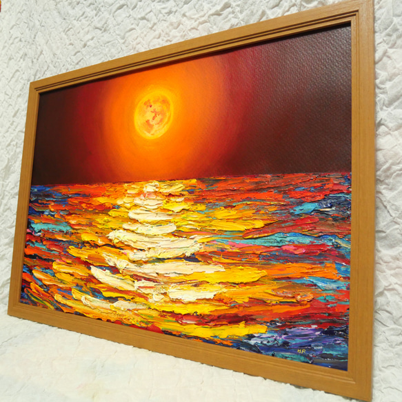 油絵 絵画 【オレンジの月】Ａ2 8枚目の画像