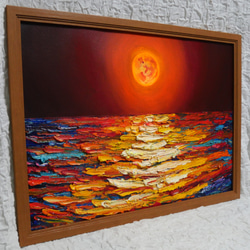 油絵 絵画 【オレンジの月】Ａ2 6枚目の画像