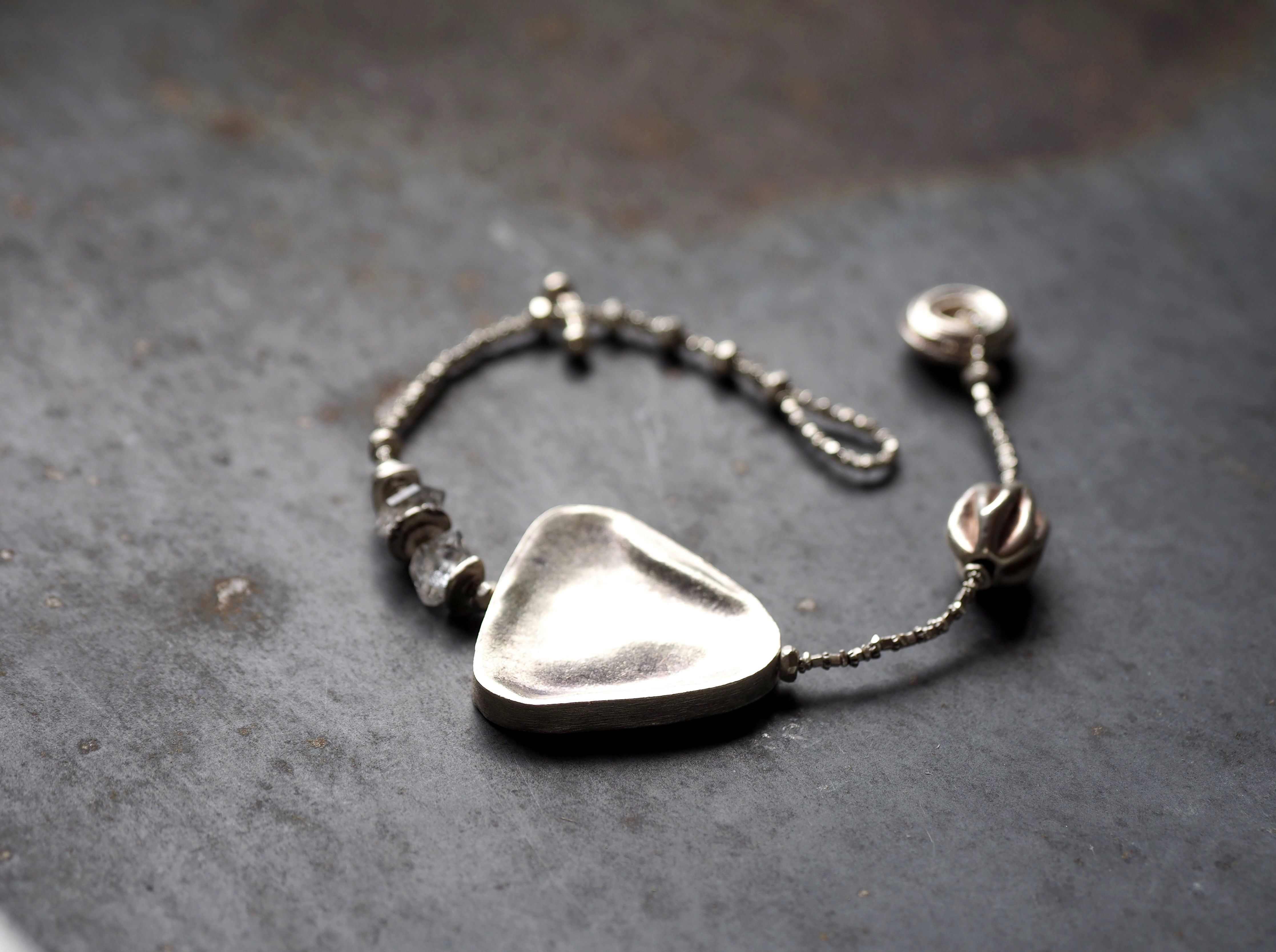 -Triangle silver・Herkimer diamond- silver bracelet
