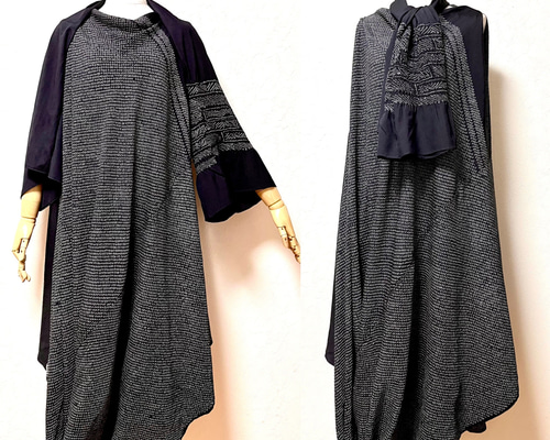 兵児帯リメイク　ドレープワンピース　着物リメイク 兵児帯リメイク ドレープワンピース アンサンブル 着物リメイク