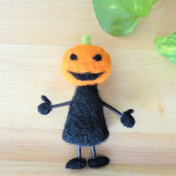 ハロウイン　かぼちゃブローチ羊毛 1枚目の画像