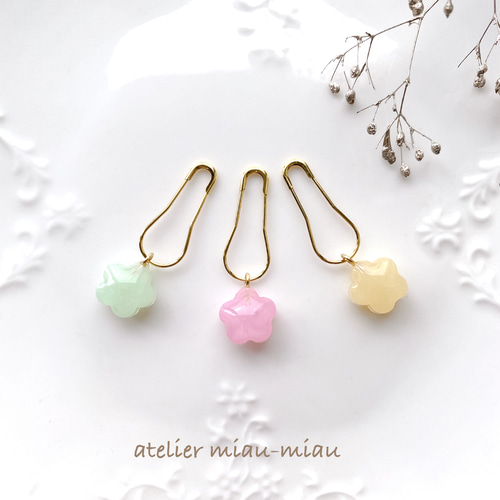 ꕤお花のステッチマーカーꕤ 段数マーカー 毛糸 atelier miau