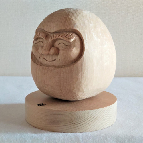 木彫り 福 だるま 縁起物 青森ひばの置物 彫刻 青森ヒバ木工 ARAJIN