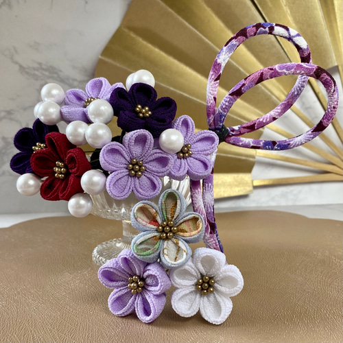 藤色小町】〈小珠と丸紐の髪飾り〉⭐︎OP充実⭐︎ ボブ ショート