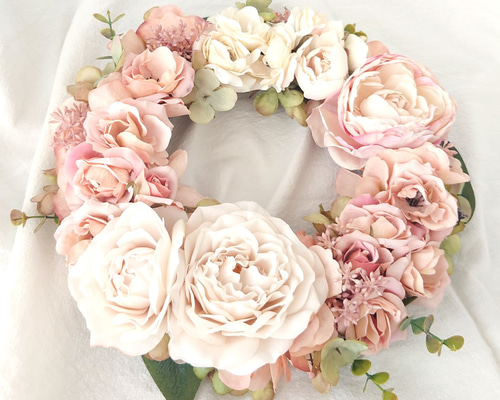 ロマンティックな秋色ピンクローズリース ☆ラッピング無料☆ リース