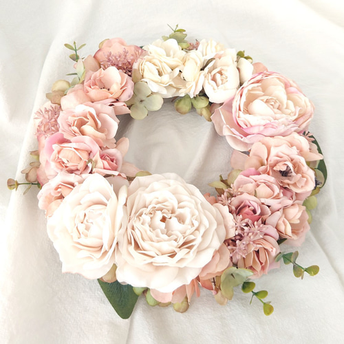 フラワーボール　ロマンティック　アンティークピンク　ローズ　春リース ロマンティックな秋色ピンクローズリース ☆ラッピング無料☆ リース
