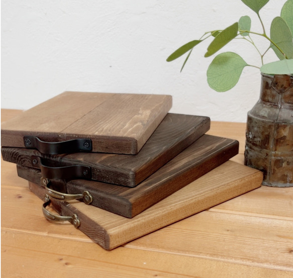 横幅27ｃｍまで変更可*17.8×22.2 wood plate＊木製 ポットマット 鍋敷き　木製トレー　グラタン皿受け 1枚目の画像