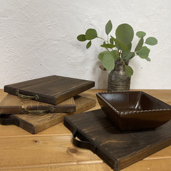 横幅27ｃｍまで変更可*17.8×22.2 wood plate＊木製 ポットマット 鍋敷き　木製トレー　グラタン皿受け 6枚目の画像