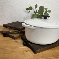 横幅27ｃｍまで変更可*17.8×22.2 wood plate＊木製 ポットマット 鍋敷き　木製トレー　グラタン皿受け 7枚目の画像