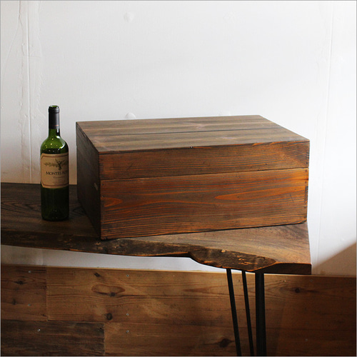 棚　木製　２段　古道具　古家具　アンティーク　ヴィンテージ　レトロ アンティーク 木製 無塗装 スギ 無垢材 2段木箱 古家具 古道具