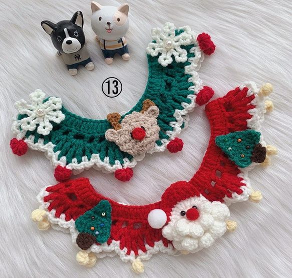猫&犬&用襟型ペット☃サンタクロースのあごひげ可愛い首輪☃手作り☆Creema限定クリスマス2022　 8枚目の画像