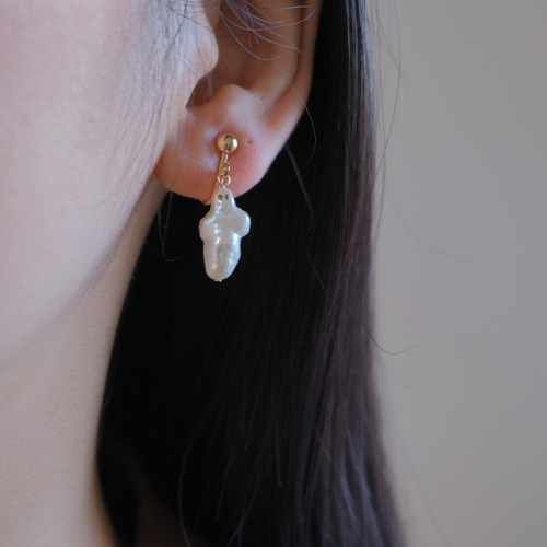 金継ぎパールおばけちゃん Draugur earring ゴースト バロック 金継ぎパールおばけちゃん Draugur earring ゴースト バロック