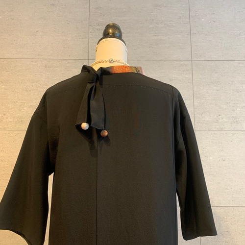 新作＊＊着物リメイク＊黒留袖のフォーマル衿つきAラインワンピース