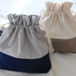 選べる55色 帆布の巾着バッグ ２トーンカラー【送料無料】 1枚目の画像