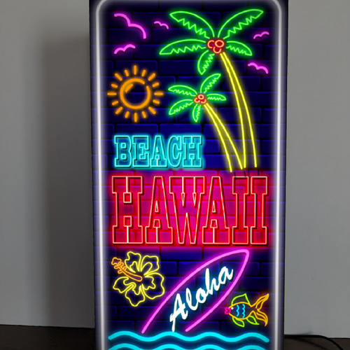 Lサイズ】ハワイ ビーチ アロハ 海 夏 南国 看板 置物 雑貨 ライトBOX-