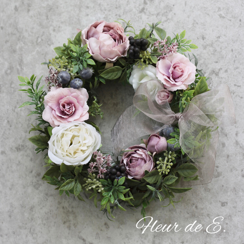 アーティフィシャルフラワー リース 20センチ リース Fleur de E