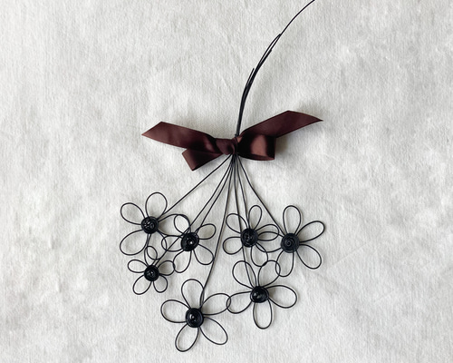 お花のスワッグ リボン付き ワイヤークラフト…♪ ウォールステッカー