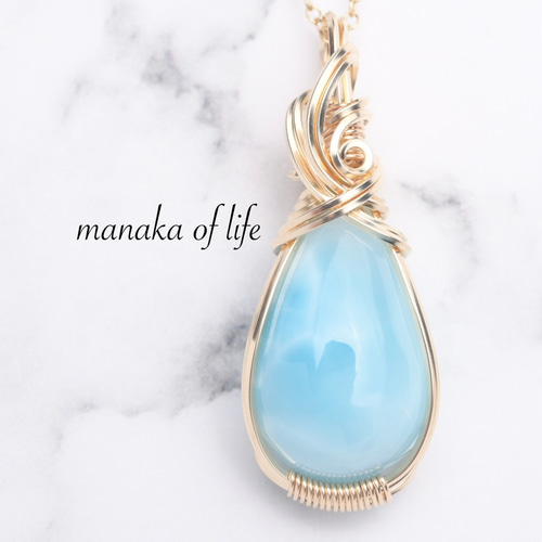 ラリマー ワイヤーラッピングネックレス ラリマー ペンダントトップ ワイヤーラッピング ネックレス 天然石