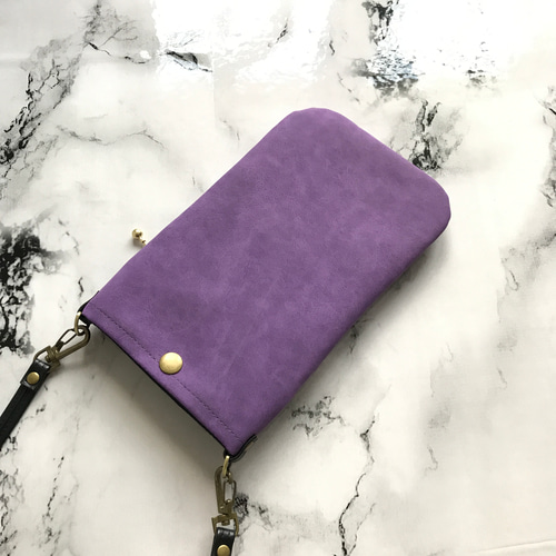 新品　ポシェット　本革　紫　携帯ケース付き　ポシェット スマホポシェット レディース ポシェット ナイロン 縦型 軽量 防水