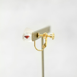 立方氧化鋯天然形狀耳環桑格利亞紅色手術不鏽鋼生日禮物 第4張的照片
