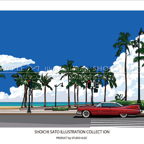 南国イラストポスター「常夏Beach-Street」 A4サイズ その他