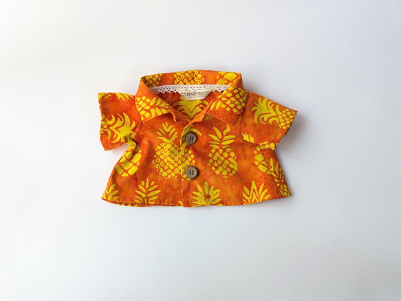 【ダッフィー＆シェリーメイコスチューム】アロハシャツ　パイナップル柄　オレンジ　Sサイズコスチューム 1枚目の画像