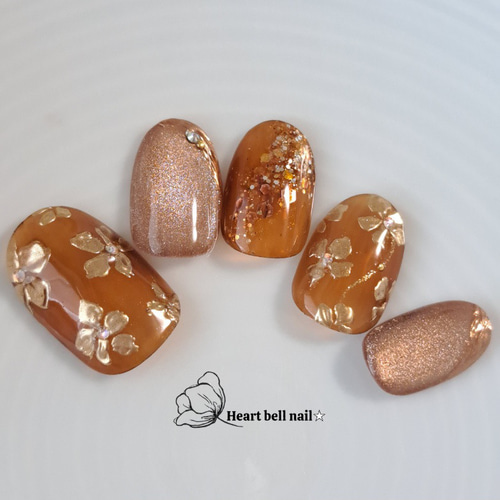 クリアブラウン×ダークグリーン ネイルチップ 現品販売】ベリーショート16558 クリアブラウンとグリーンの