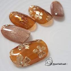 ブラウンハート×ラメ ネイルチップ ブラウンハート×キラキララメネイル ネイルチップ（つけ爪