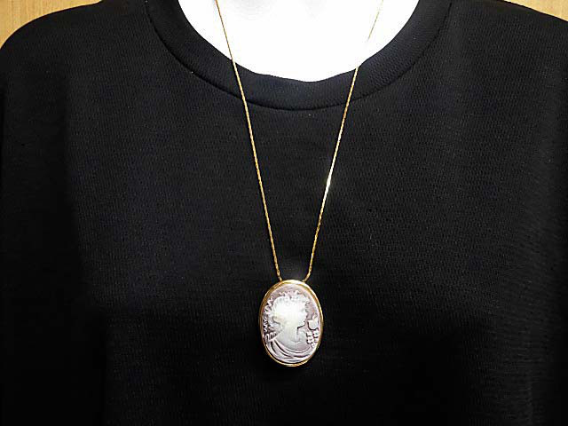 天然石 カメオ ネックレス・ブローチ　　230908883