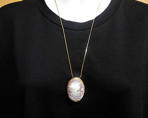 天然石 カメオ ネックレス・ブローチ 230908883 ネックレス