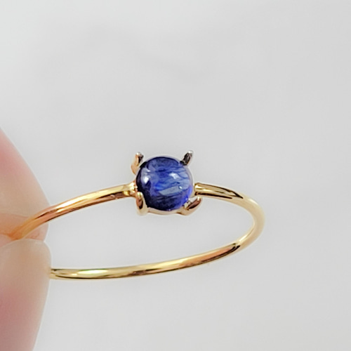 天然石 ブルーサファイア 一粒リング 桜色 SILVER925/18KGP 5号～15号