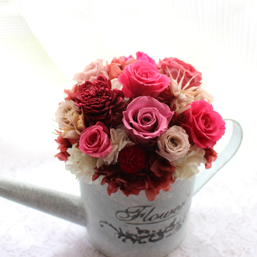 ジョウロアレンジ ピンク 誕生日 プリザーブドフラワー プリザ 記念日