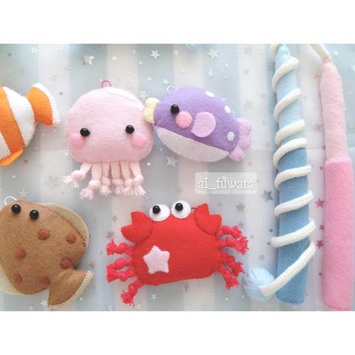 フェルトのお魚釣り♡フェルトのおままごと おもちゃ・人形 ai_fuwara