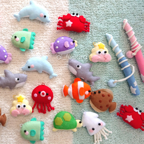 フェルトのお魚釣り♡フェルトのおままごと おもちゃ・人形