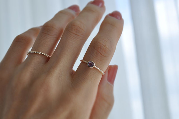 【K10】インクルージョンオーバルアメジストリング　Oval Amethyst Ring 10枚目の画像