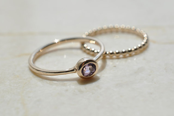 【K10】インクルージョンオーバルアメジストリング　Oval Amethyst Ring 8枚目の画像