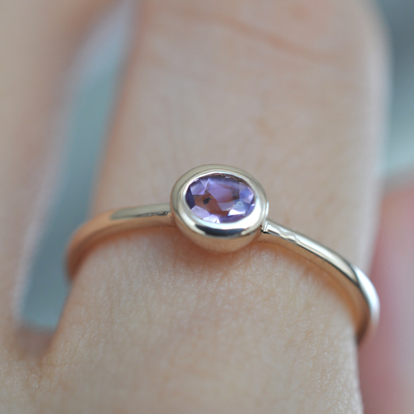 【K10】インクルージョンオーバルアメジストリング　Oval Amethyst Ring 6枚目の画像